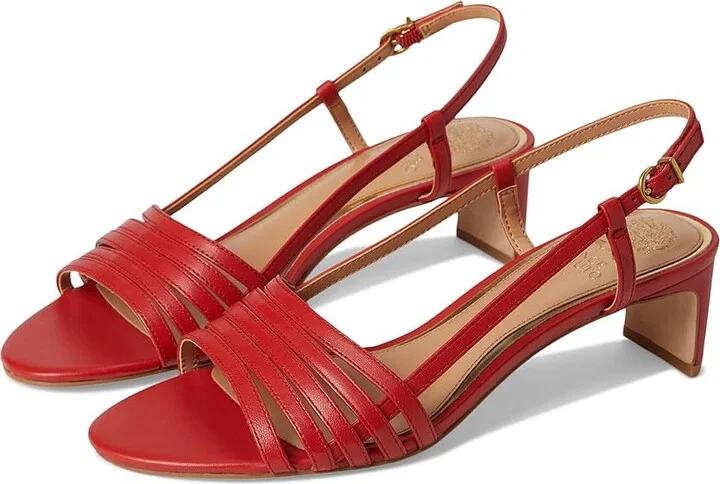 Vince Camuto Layton Strappy Kitten Heel Sandals Women's Sandals Salsa : 10 M, Leather/Rubber