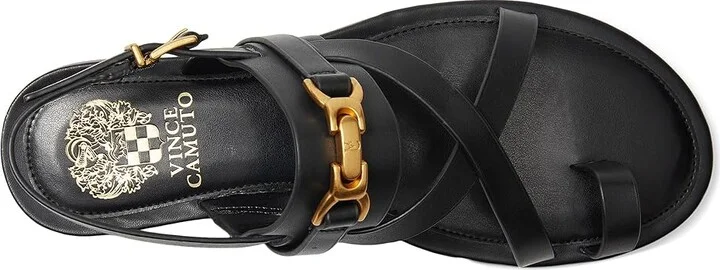Vince Camuto Lenni Banded Buckle Flat Sandals Women's Sandals Black : 6 M, Leather - Image 2