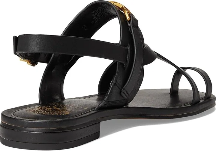 Vince Camuto Lenni Banded Buckle Flat Sandals Women's Sandals Black : 6 M, Leather - Image 4