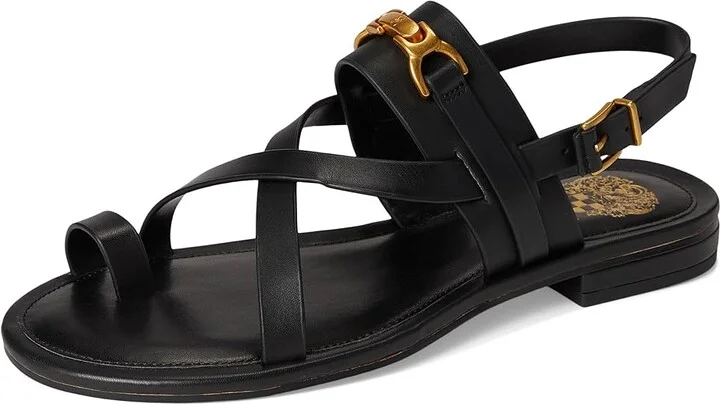 Vince Camuto Lenni Banded Buckle Flat Sandals Women's Sandals Black : 6 M, Leather - Image 5
