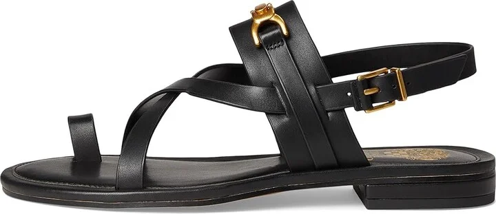 Vince Camuto Lenni Banded Buckle Flat Sandals Women's Sandals Black : 6 M, Leather - Image 6