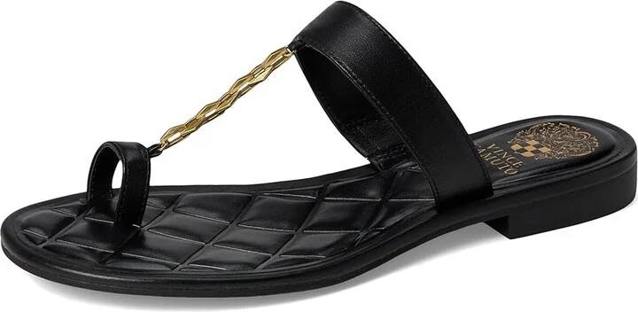 Vince Camuto Lexie Chain-Link Flat Sandal Women's Sandals Black : 9 M, Leather/Polyester/Rubber - Image 5