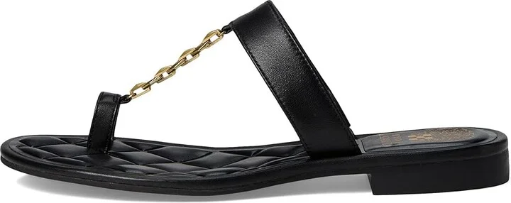Vince Camuto Lexie Chain-Link Flat Sandal Women's Sandals Black : 9 M, Leather/Polyester/Rubber - Image 6