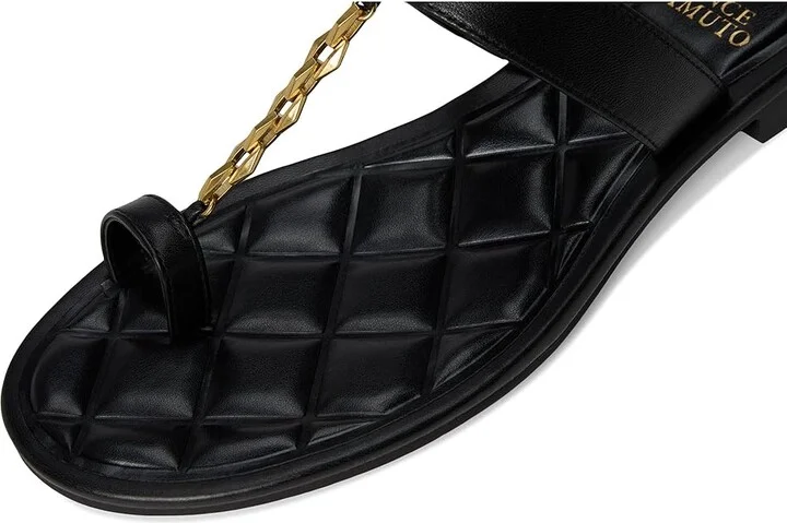 Vince Camuto Lexie Chain-Link Flat Sandal Women's Sandals Black : 9 M, Leather/Polyester/Rubber - Image 7