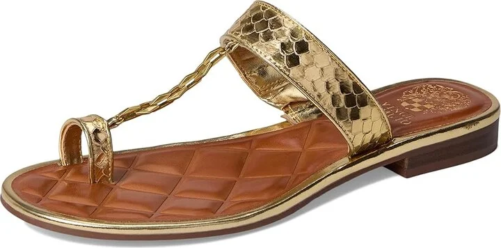 Vince Camuto Lexiea Chain-Link Flat Sandal Women's Sandals Grecian Gold : 5 M, Leather - Image 5