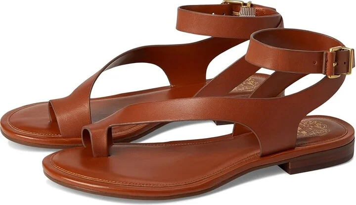Vince Camuto Liba Toe Loop Wrap Flat Sandals Women's Sandals Caramello : 6 M, Leather
