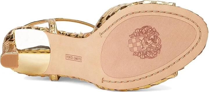 Vince Camuto Lilaha Ankle Strap High Heel Sandal Women's Sandals Grecian Gold : 8.5 M, Leather/Rubber - Image 3