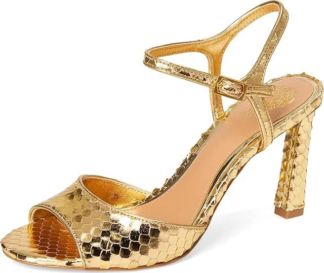 Vince Camuto Lilaha Ankle Strap High Heel Sandal Women's Sandals Grecian Gold : 8.5 M, Leather/Rubber - Image 5