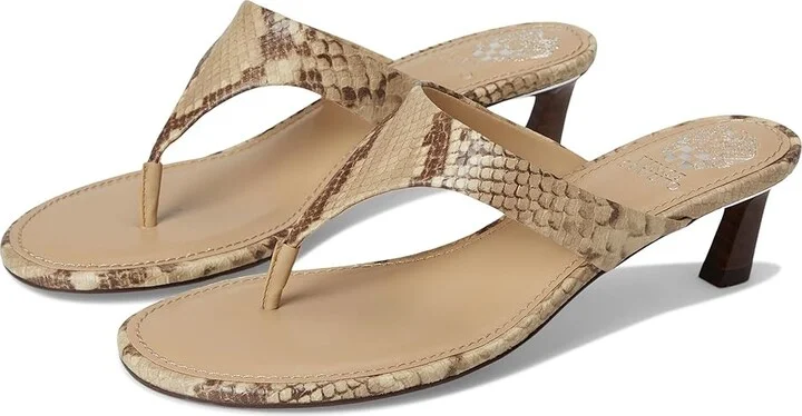 Vince Camuto Lina Thong Kitten Heel Sandals Women's Sandals Taupe/Mid Taupe : 10 M, Leather