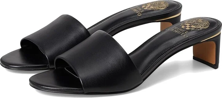 Vince Camuto Linanna Heeled Slide Sandals Women's Sandals Black : 10 M, Leather
