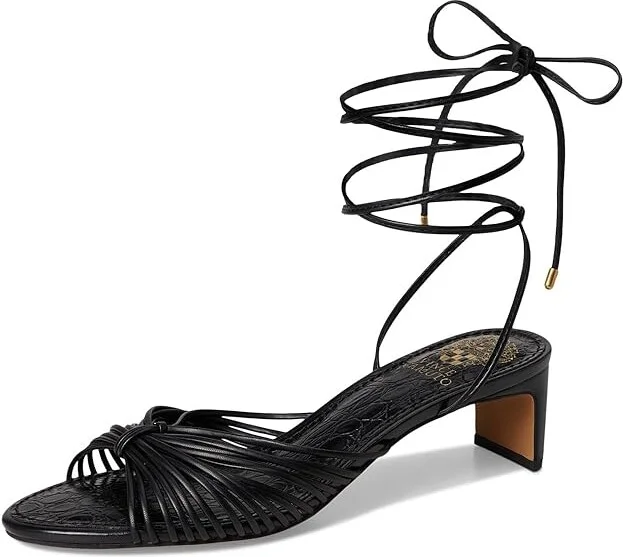 Vince Camuto Lory Ankle Wrap Kitten Heel Sandals Women's Sandals Black : 7 M, Synthetic - Image 5