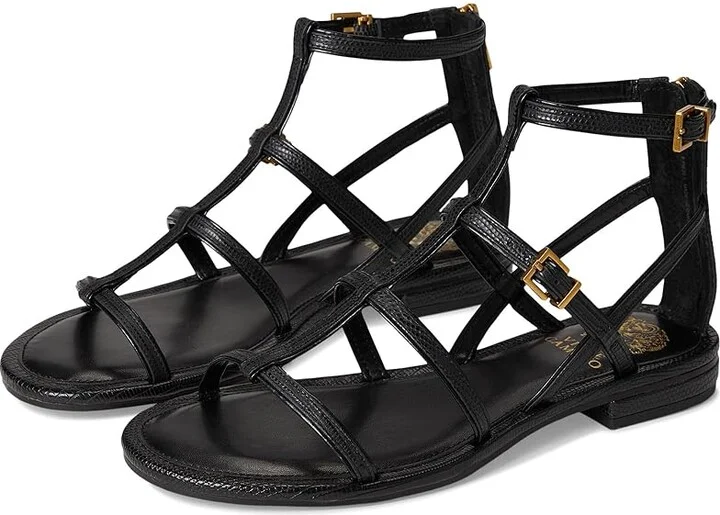 Vince Camuto Luane Gladiator Flat Sandals Women's Sandals Black : 5.5 M, Leather/Rubber