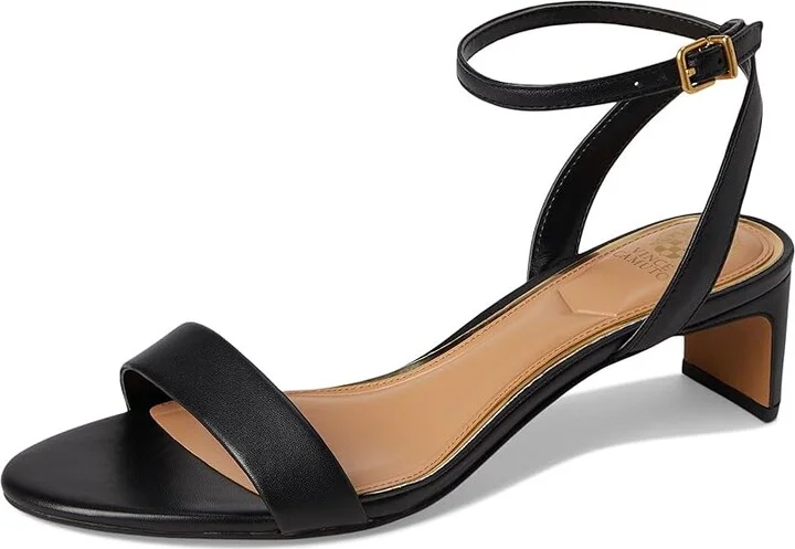 Vince Camuto Lylah Kitten Heel Ankle Strap Sandals Women's Sandals Black : 6 M, Leather/Rubber - Image 5