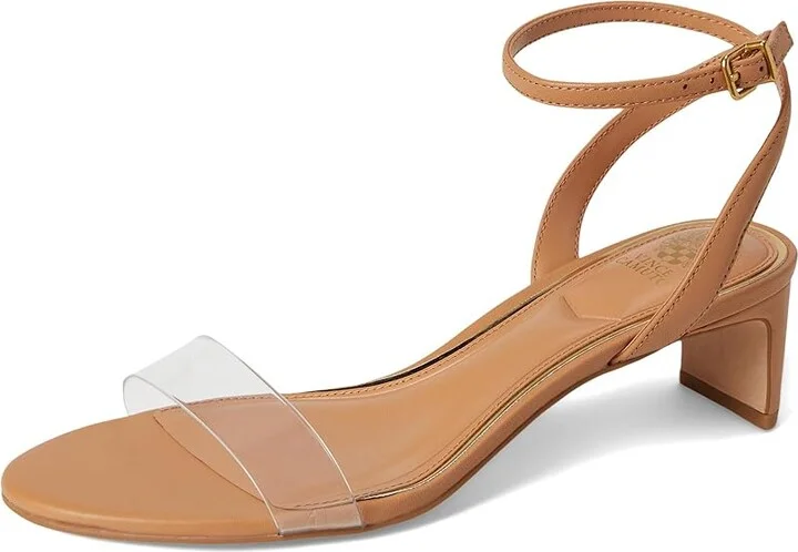 Vince Camuto Lylahs Kitten Heel Ankle Strap Sandals Women's Sandals Travertine/Clear : 7 M, Leather/Synthetic - Image 5