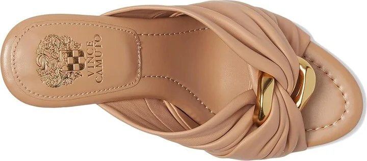 Vince Camuto Patie Buckle Gathered High Heel Sandal Women's Sandals Sandstone : 8.5 M, Leather/Rubber - Image 2