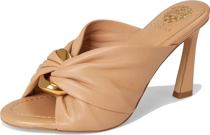 Vince Camuto Patie Buckle Gathered High Heel Sandal Women's Sandals Sandstone : 8.5 M, Leather/Rubber - Image 5