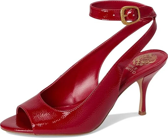 Vince Camuto Pavles Peep Toe High Heel Sandals Women's Dress Sandals Flame : 7 M, Suede - Image 5