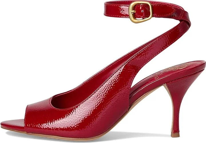 Vince Camuto Pavles Peep Toe High Heel Sandals Women's Dress Sandals Flame : 7 M, Suede - Image 6