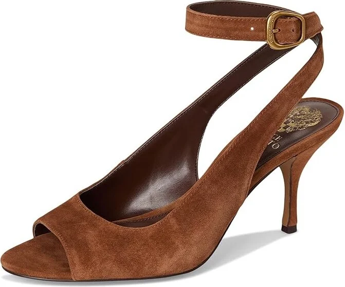 Vince Camuto Pavles Peep Toe High Heel Sandals Women's Dress Sandals Flame : 7 M, Suede - Image 11