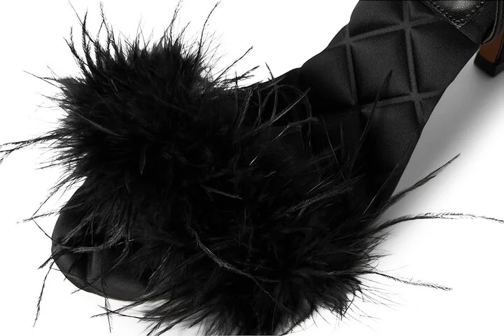 Vince Camuto Penely Feather High Heel Sandal Women's Sandals Black : 7.5 M - Image 7