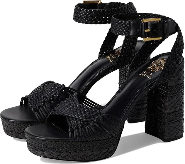 Vince Camuto Pessa Woven Platform Sandals Women's Sandals Black : 9.5 M, Synthetic