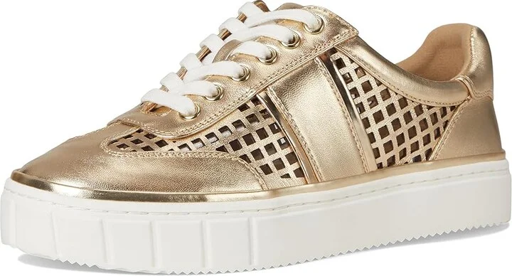 Vince Camuto Raiden Cut-out Platform Sneakers Women's Shoes Egyptian Gold : 5 M, Leather - Image 5