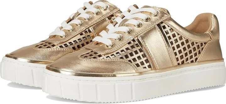 Vince Camuto Raiden Cut-out Platform Sneakers Women's Shoes Egyptian Gold : 5 M, Leather