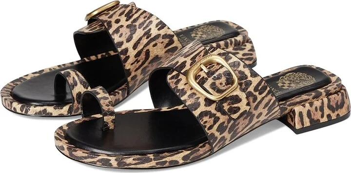 Vince Camuto Ranista Buckle Band Sandals Women's Sandals Black/Natural : 7.5 M, Leather