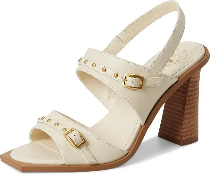 Vince Camuto Ridena Studded Buckle High Heel Sandals Women's Sandals Panna Creme : 10 M, Leather - Image 5