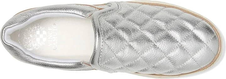 Vince Camuto Romie Quilted Slip-On Platform Sneakers Women's Shoes Lux Silver : 9 M, Leather - Image 2