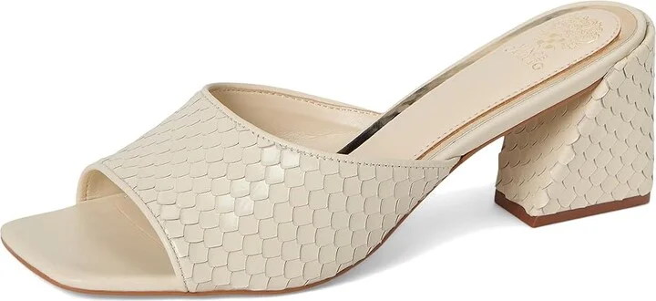 Vince Camuto Sachaa Block Heel Mule Sandal Women's Sandals Panna Creme : 7.5 M, Leather/Rubber - Image 5