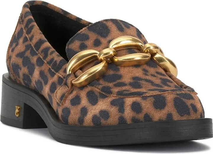 Tan/Black Leopard Print Suede