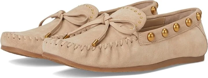 Vince Camuto Sennett Studded Mocassin Women's Flat Shoes Tortilla : 7.5 M, Suede