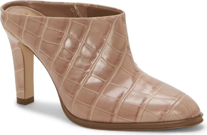 Beige Croc Print Leather