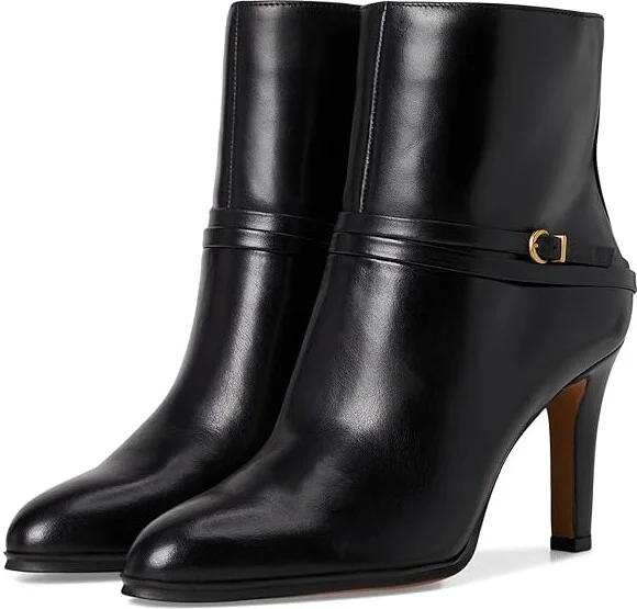 Vince Camuto Sybilla Double Strap High Heel Bootsie Women's Boots Black : 6 M, Leather