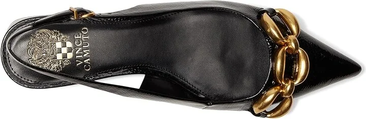 Vince Camuto Valiey Chain Link Slingback Mule Women's Flat Shoes Black : 8 M, Faux Leather - Image 2
