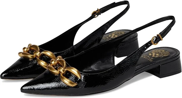 Vince Camuto Valiey Chain Link Slingback Mule Women's Flat Shoes Black : 8 M, Faux Leather