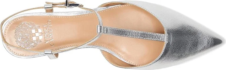 Vince Camuto Varena T-Strap Kitten Heel Pumps Women's Shoes Lux Silver : 6 M, Leather - Image 2