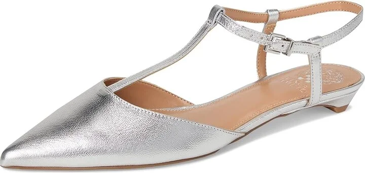 Vince Camuto Varena T-Strap Kitten Heel Pumps Women's Shoes Lux Silver : 6 M, Leather - Image 5