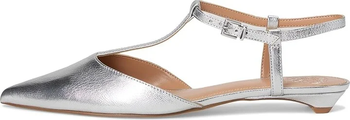 Vince Camuto Varena T-Strap Kitten Heel Pumps Women's Shoes Lux Silver : 6 M, Leather - Image 6