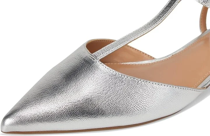 Vince Camuto Varena T-Strap Kitten Heel Pumps Women's Shoes Lux Silver : 6 M, Leather - Image 7