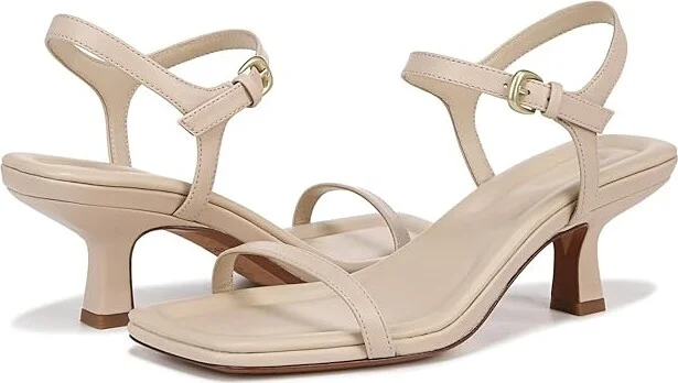 Vince Coco Square Toe Heeled Sandals Women's Sandals Birch Sand Leather : 8 M, Leather/Rubber