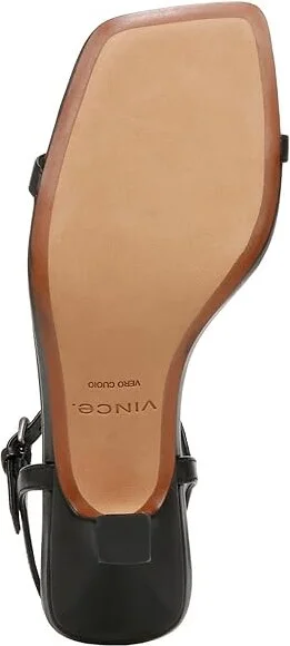Vince Coco Square Toe Heeled Sandals Women's Sandals Black Leather : 7 M, Leather/Rubber - Image 3