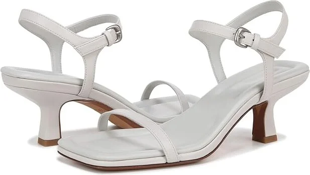 Vince Coco Square Toe Heeled Sandals Women's Sandals Horchata White Leather : 8 M, Leather/Rubber