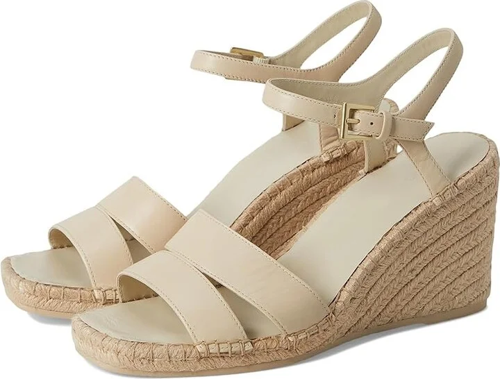 Vince Gwen Espadrille Sandals Women's Wedge Shoes Moonlight White Leather : 7.5 M