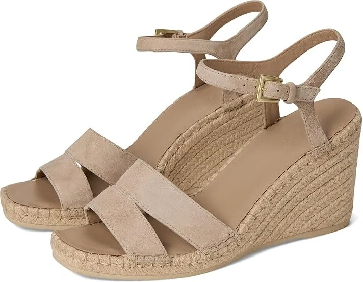 Vince Gwen Espadrille Sandals Women's Wedge Shoes Taupe Clay Beige Suede : 5.5 M