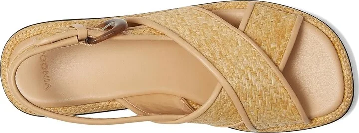 Vince Helena Raffia Slingback Sandals Women's Wedge Shoes Toasted Wheat Raffia : 7.5 M, Leather - Image 2