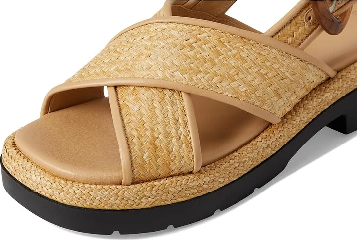 Vince Helena Raffia Slingback Sandals Women's Wedge Shoes Toasted Wheat Raffia : 7.5 M, Leather - Image 7