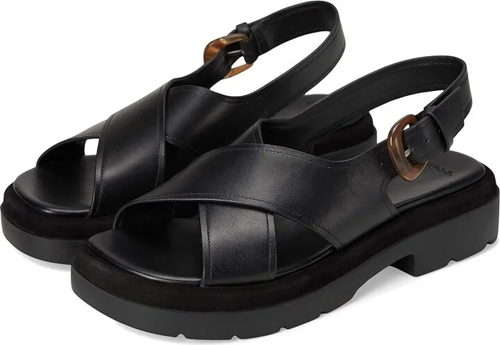Vince Helena Women's Wedge Shoes Black Leather : 9.5 M