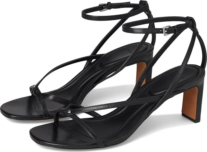 Vince Marilyn Strappy Sandals Women's Wedge Shoes Black Leather : 6 M